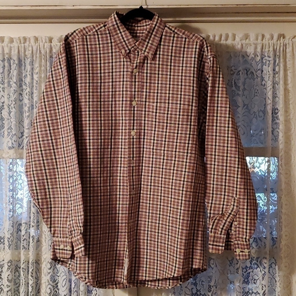 Eddie Bauer Men's Cotton Plaid Long Sleeve Shirt Size Medium